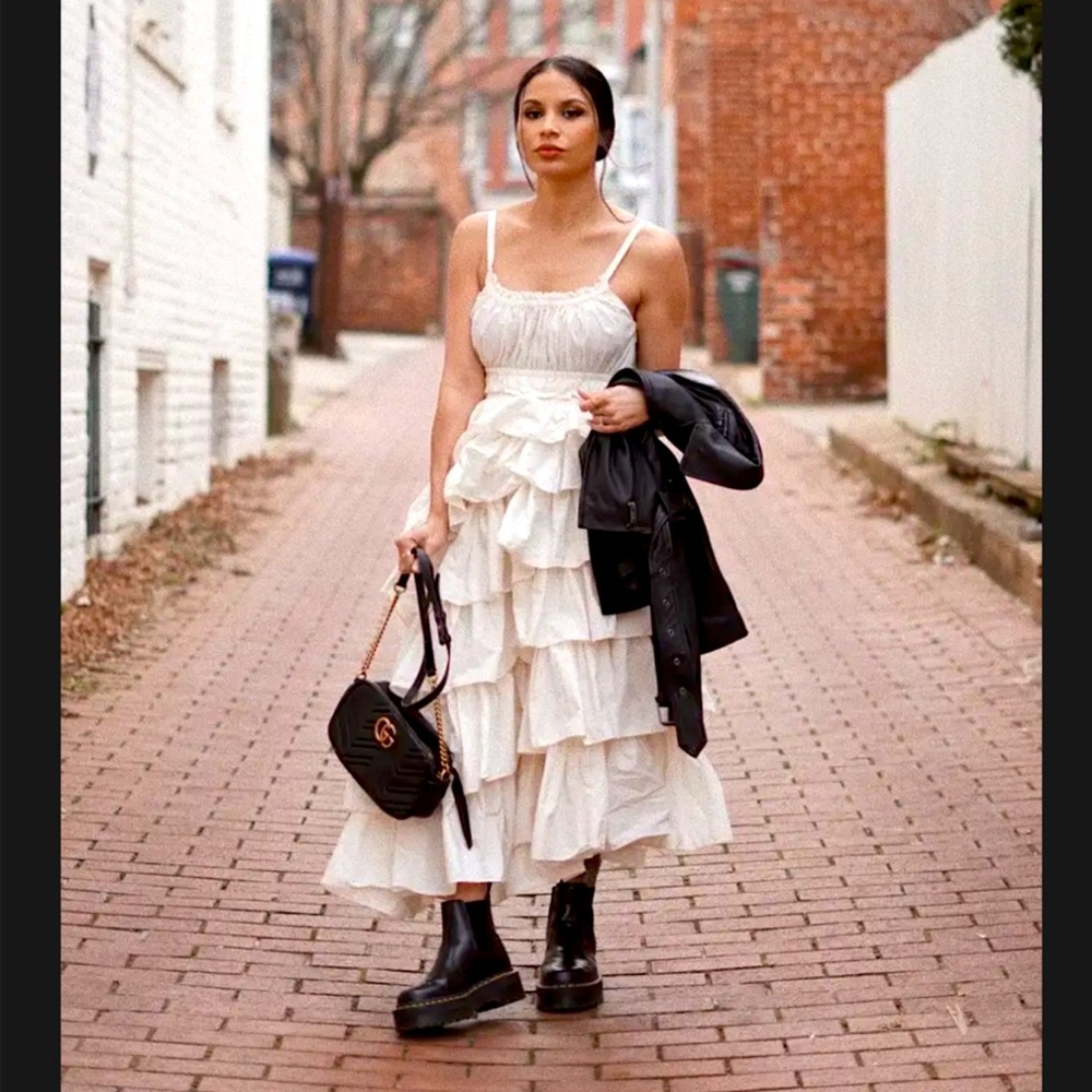 ULLA JOHNSON Elegant White Ruffled Maxi Dress